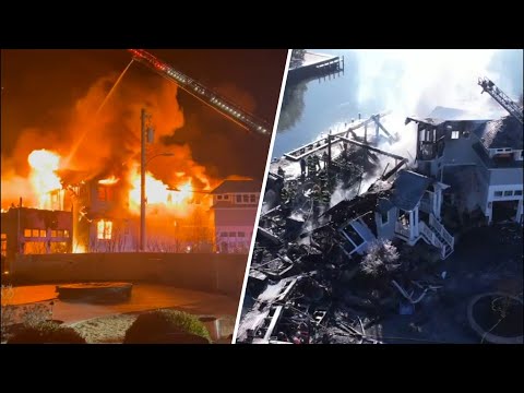 Fire burns at large waterfront house at Jersey Shore