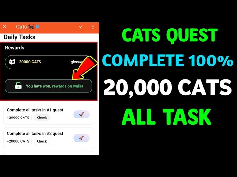 Complete all tasks in Cats Today | Cats All Quests +20000 Cats🐈‍⬛ | How to Claim Cats Quests Reward