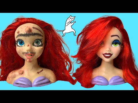 Giving my OLD DOLL a Makeover!💄 #art #disney #barbie #makeup