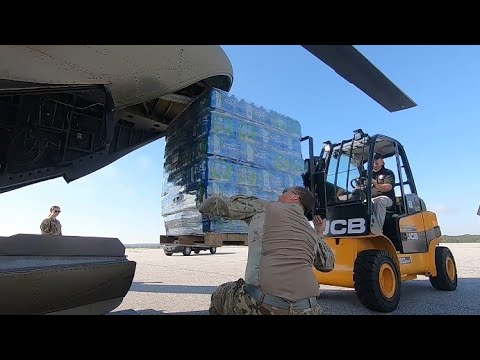 CH-47 Chinook delivers drinking water to Hurricane Helene victims