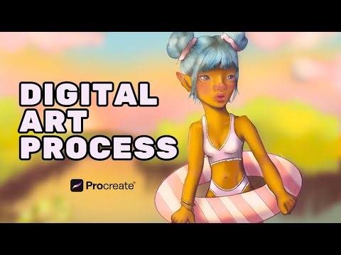 My Digital Art Drawing Process (original character and background in procreate)