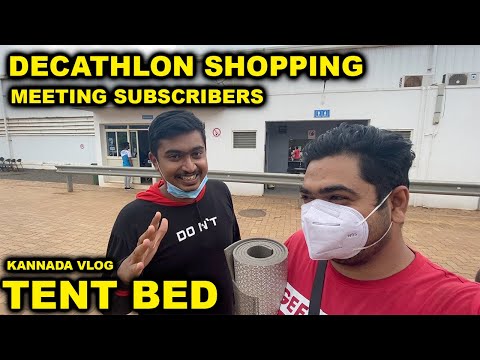 CAMPING BED DECATHLON SHOPPING AND MOTOVLOG HELMET SETUP | KANNADA CAMPING | KARNATAKA #Kannadavlog