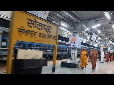 12701/Hussain Sagar Express Arriving Solapur railway station, Indian Railways Video in 4k ultra HD