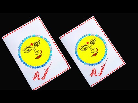 Easy and beautiful Navaratri greeting card making,  Durga puja special card making, handmade card.