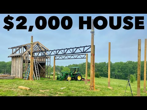 $2,000 HOUSE - Raising 1000 POUND Beam ALONE! - Ep. 9