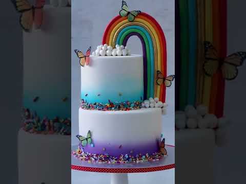 A Beautiful Rainbow Butterfly Cake