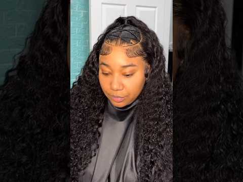 FRONTAL WIG INSTAL STYLED W/ BRAIDS  #fyp #beauty #viral #wigs #curlyhair #frontalwig #shorts #braid