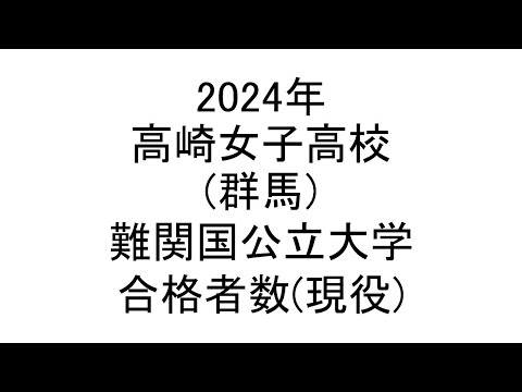 高崎女子高校(群馬) 2024年難関国公立大学合格者数(現役)