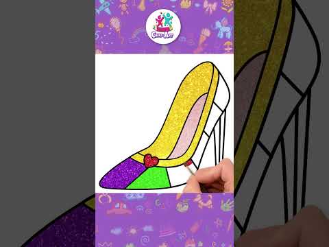 Glitter Shoe Drawing For Kids #shorts #howtodraw #coloring