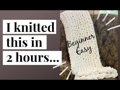 Finger Knit an Easy Throw Blanket in Two Hours-Beginners Tutorial