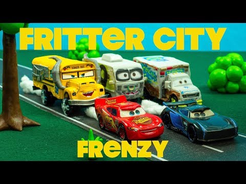 Fritter City Frenzy with Derby Cars Racers Lightning McQueen + Jackson Storm