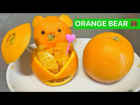 How To Make Orange Bear / fruit cutting and carving trick