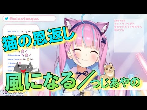 【湊あくあ】風になる／つじあやの（猫の恩返し 主題歌）【歌枠切り抜き】《歌詞付き》Minato Aqua