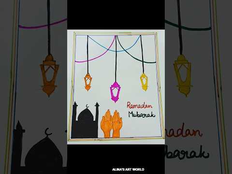 Ramadan Mubarak 🌜🌟| Easy Ramadan drawing #shrots #youtubeshorts #ramadan