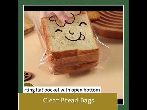 100 Pcs Clear Bread Bags with Cute Pattern and Ties #clearbreadbags #breadbags