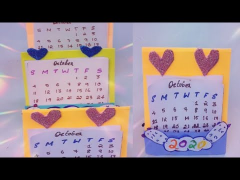 How to make 2020 clander/  Diy calender / mini paper calender / study table decor