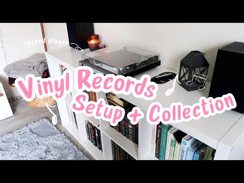 my vinyl record player setup + mini record collection ✨ aesthetic ✨