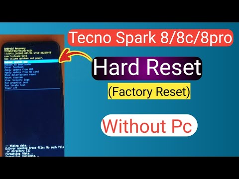 Tecno Spark 8/8T/8c/8pro Hard Reset without PC | Factory Reset & FRP Removal"