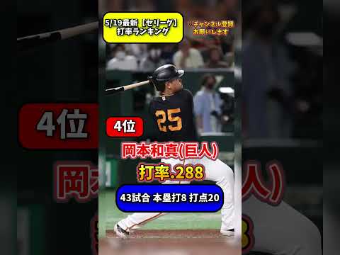 【最新5/19】セリーグ打率ランキング #プロ野球