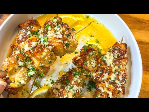 Lemon Garlic Parmesan Chicken Kabobs| Air Fryer Chicken Kabobs recipe