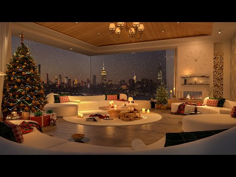 Christmas New York Jazz - 4K Cozy Bedroom - Jazz Baladas for Relaxing, Working and Studying