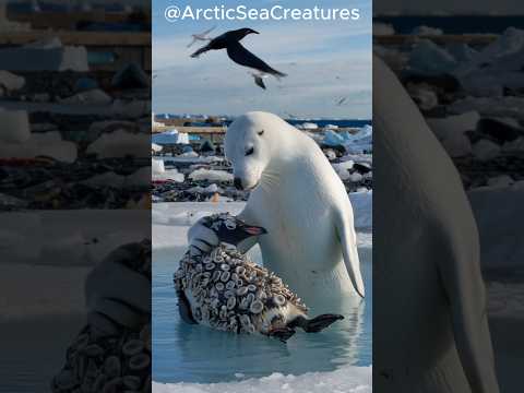 The penguin is parasitized by a barnacle, and the seal goes to humans for help