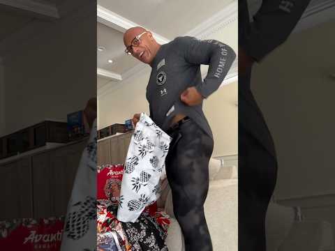 The Rock can’t fit in his shorts after Christmas scoffing!