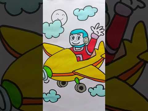 Painting coloring Airplane For Kids