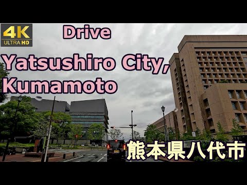 4K drive front car window video - Yatsushiro City, Kumamoto, Japan