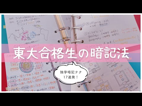 【東大独学女子の暗記方法】暗記ノートに書いていた覚え方例を一挙紹介！英単語•数学公式•世界史•日本史•生物✍🏻