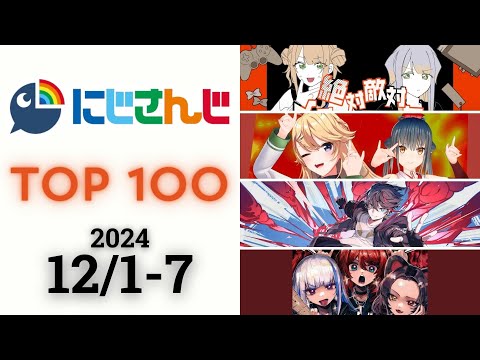 【2024/12/1-7】にじさんじ 歌ってみた&オリジナルソング 週間再生数ランキング TOP 100 + 新曲