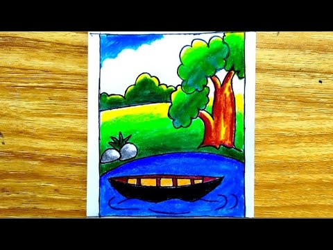 How to draw easy   scenary  step by step | scenery drawing for beginners|  ছবি আকাঁর সহজ উপায়