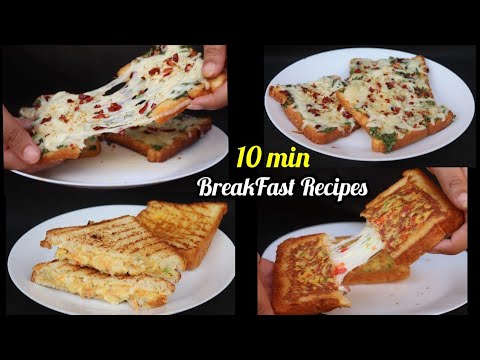 4 Quick and Easy Breakfast Recipes For 5 Minutes|Unique Sandwich Recipes