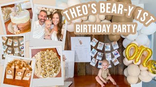 THEO'S BEAR-Y FIRST BIRTHDAY PARTY | Prep with me - DIY balloon garland, sugar cookies & goodie bags