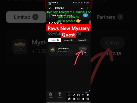 Paws new mystery quest claim 10000 paws #pawsnewtaskcomplete #pawsairdrop #pawsnewupdate