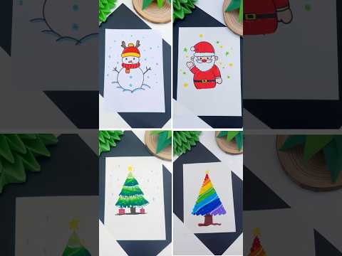 4 Easy and Cute Christmas Drawing Ideas #christmas #drawing #art #colors