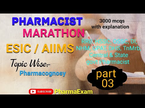 Pharmacist Marathon part3 Pharmacognosy(31-50)|Important Mcq #esic_pharmacist#aiims