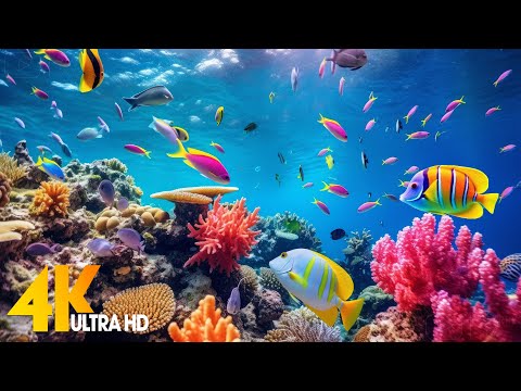 Under Red Sea 4K - Beautiful Coral Reef Fish in Aquarium, Sea Animals for Relaxation - 4K Video #4