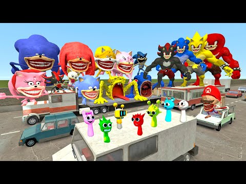 🚗 FREEWAY SPARTAN KICKING SONIC TAPES FAMILY AMY SHIN SHADOW INCREDIBOX SPRUNKI SONG in Gmod !