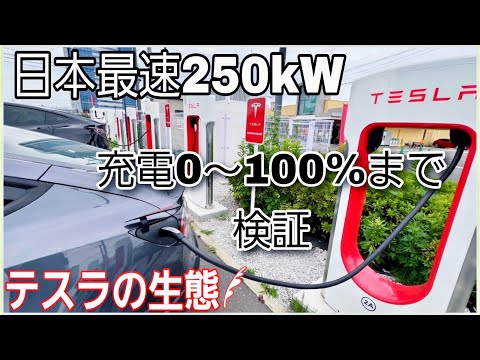 テスラは満充電に何分かかる？0〜100%まで日本最速EV充電器スーパーチャージャーで充電してみた！|Teslaの生態