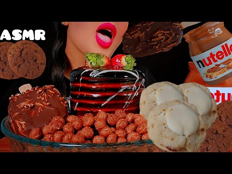 🍫asmr chocolate cake with chocolate cornflakes with milk and cookie with magnum ice cream 🍪🍫|초콜릿 먹방