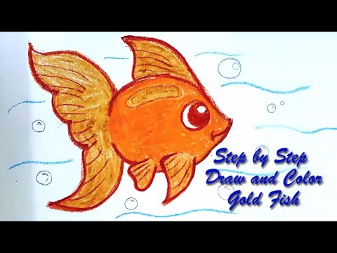 Step by Step Draw Gold Fish with Crayons |Drawing videos for Beginners and Kids| Creative Paradise