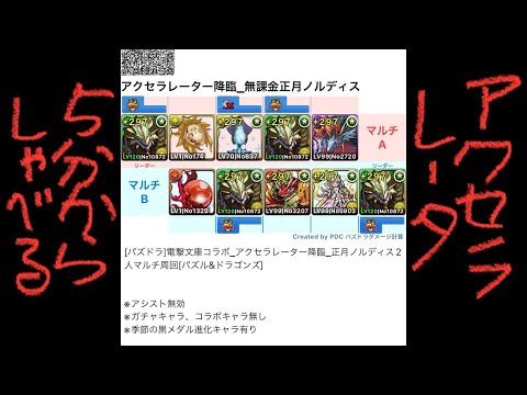 [パズドラ]電撃文庫コラボ_アクセラレータ降臨_正月ノルディス2人マルチ周回[パズル&ドラゴンズ]