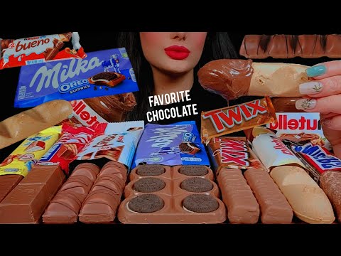 🍫asmr chocolate bars whit Nutella 👅and milk먹방 초콜릿🍫kinderbueno, nutellaB-ready, Milka, TWIX,KITKAT 😋🐾