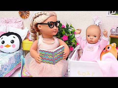 Mom & Baby bedtime! 20min Play Dolls family routine stories