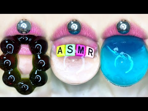 ASMR BEADS PUDDING BLACK PEARL JELLY SEAFOOD MUKBANG 블랙펄 젤리 구슬 푸딩 바다맛 젤리 입술먹방