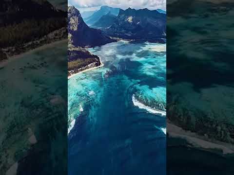 The “Underwater Waterfall” illusion at Mauritius Island 🏝️ #shorts #waterfall  #viral