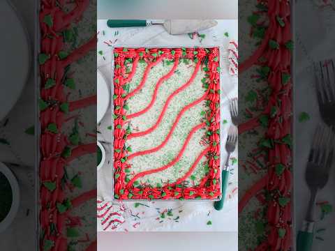 Little Debbie Christmas Tree Sheet Cake! Recipe on Bakingwithblondie.com #cake #dessert #christmas