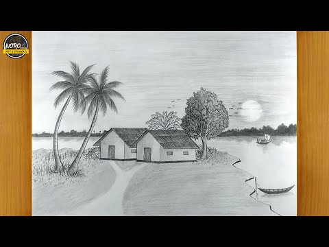 How to draw village scenery easy step by step | Scenery Drawing Tutorial | NOROvirus Art and Drawing