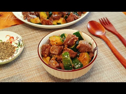 stir fry beef with zucchini, healthy beef stir fry with vegetables, sauteed zucchini with beef cubes